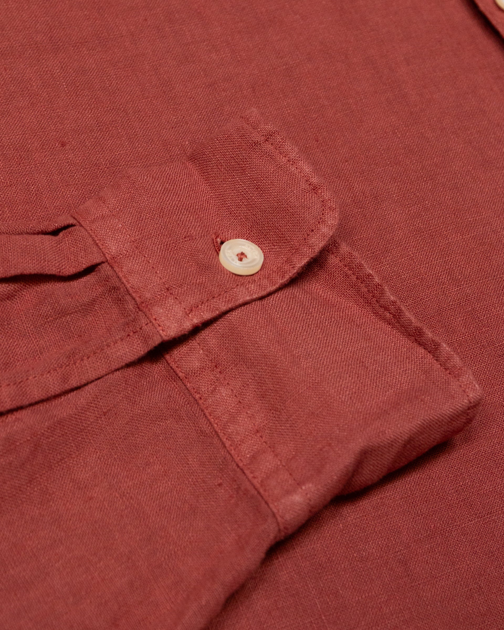 Camicia camp collar Eliot in lino, vestibilità over, arancione - Cotto - Image 4