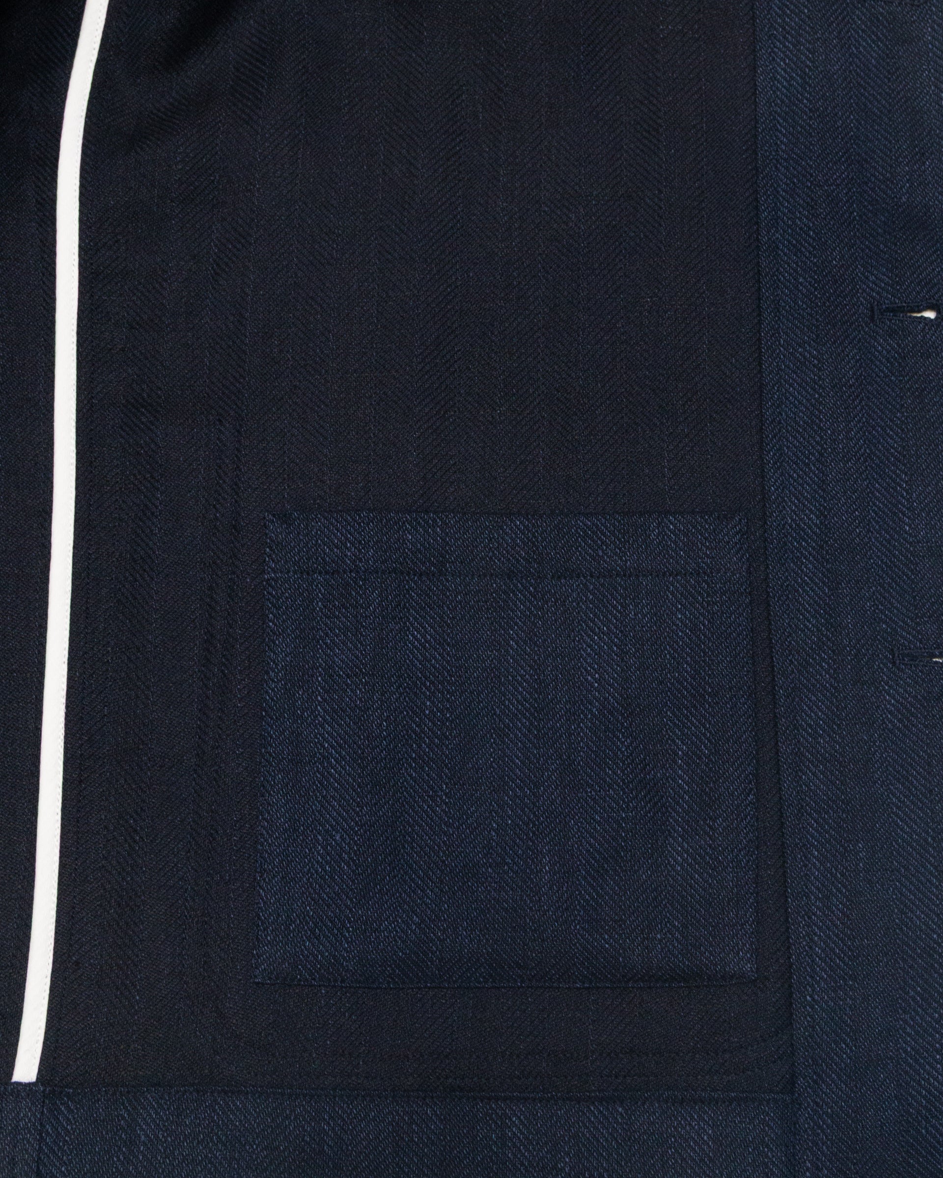 Work jacket Cameron in lino misto lana fantasia spina di pesce, sfoderata, blu - Navy - Image 5