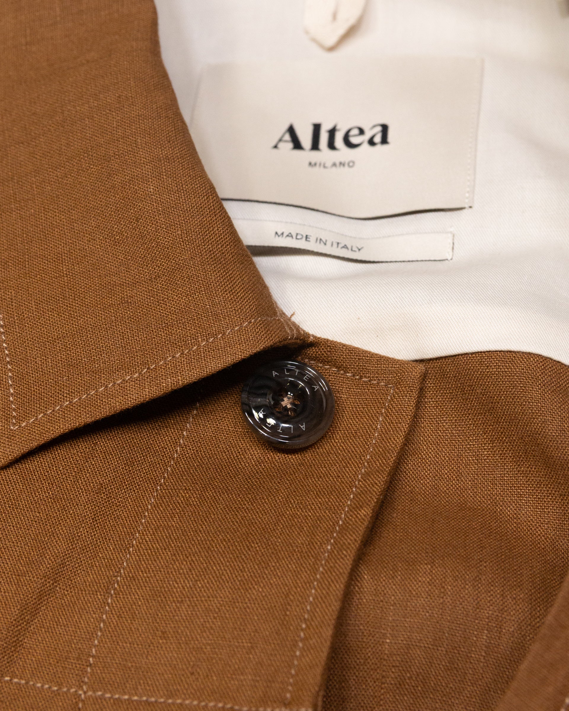 Overshirt Mitchell in lino, sfoderata, marrone - Cuoio - Image 3