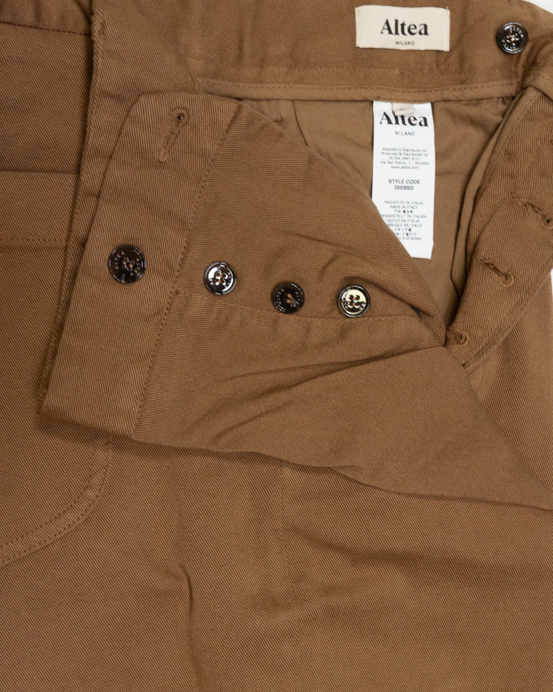 Pantalone chino Oscar in bull di cotone stretch, marrone - Cammello - Image 3