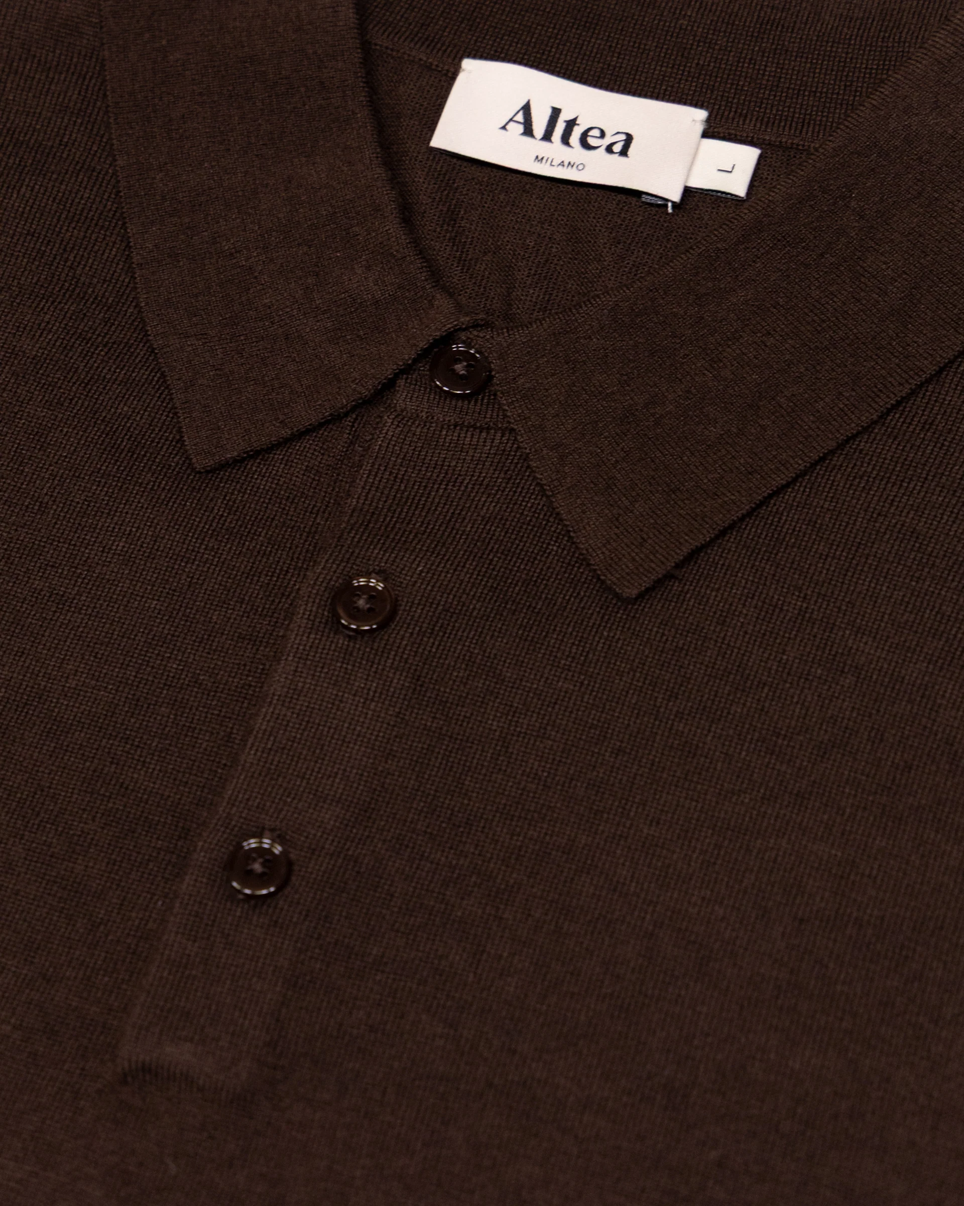 Polo in maglia realizzata in pregiato filato di lana, seta e cashmere. Marrone - Moro - Image 6